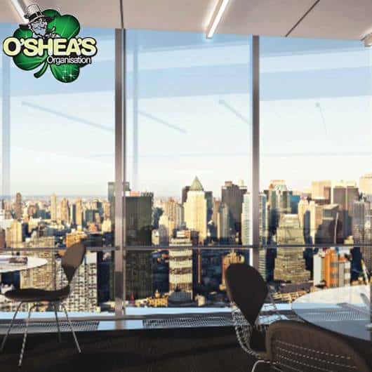 clean windows of a commercial building